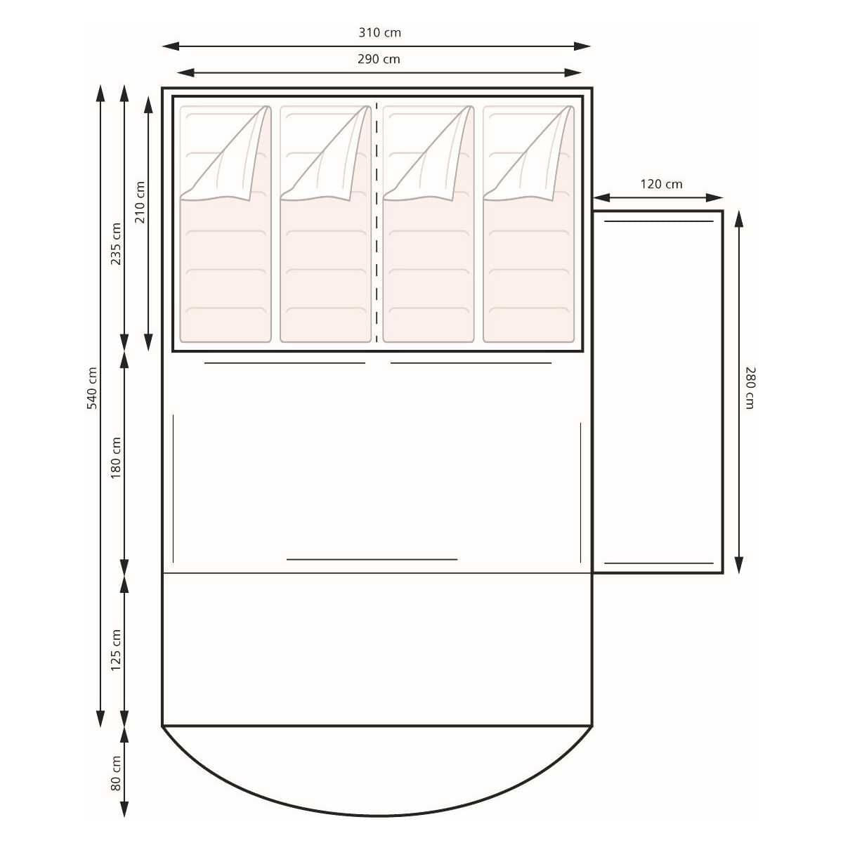 EuroTrail Busvorzelt Oak Creek 500 AIR Anbauhoehe 180 - 210 cm - ETCT0179.0401