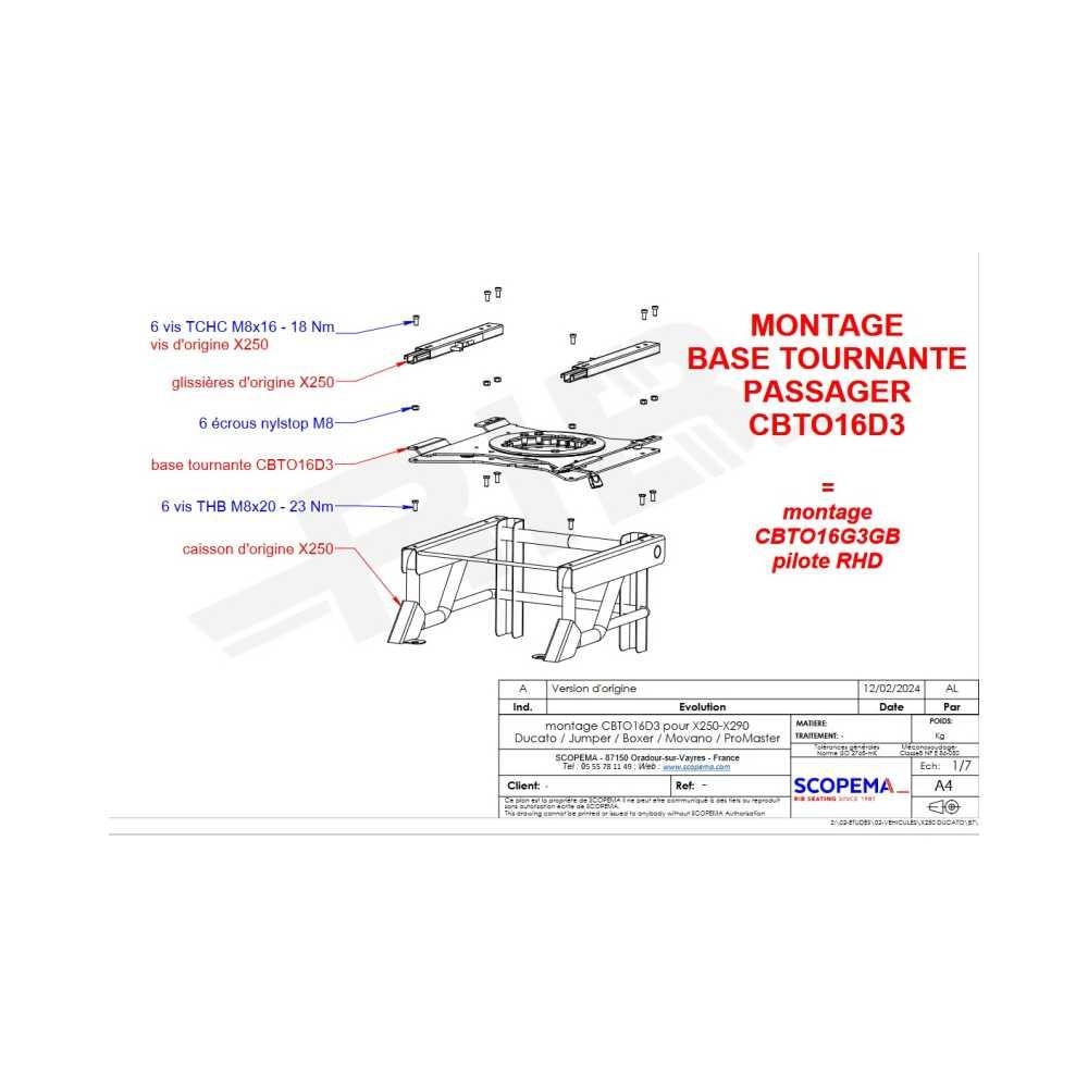 SCOPEMA Drehkonsole Fiat Ducato-Citroen Jumper-Peugeot Boxer ab Bj. 07-2006 Beifahrerseite - CBTO16D3