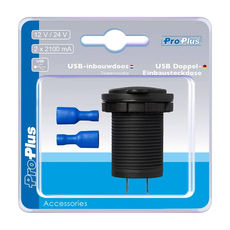ProPlus USB-Doppel-Einbausteckdose Typ A 2x2100 mA 12-24V - 450450S