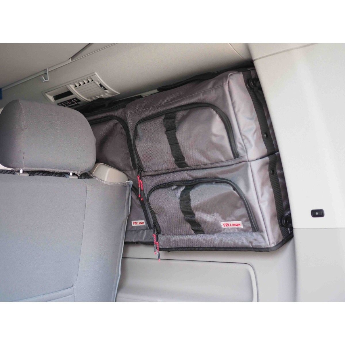Fenstertaschen-Set FELLEISEN 4x BasicONE fuer VW Multivan-Caravelle T5-T6-T6.1- Felleisengrau- ohne Thermomatte TST 2500 05