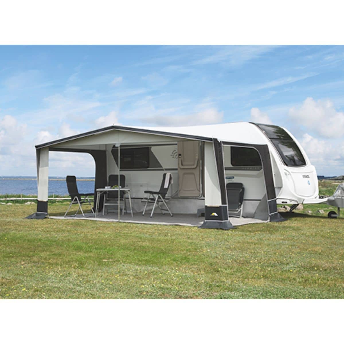 DWT Wohnwagen-Vorzelt JUBILEE 40 Gr. 9 Umlaufmass 791-820 cm Tiefe 240 cm Travel-Paket Alu-Gestaenge - 122149TALU