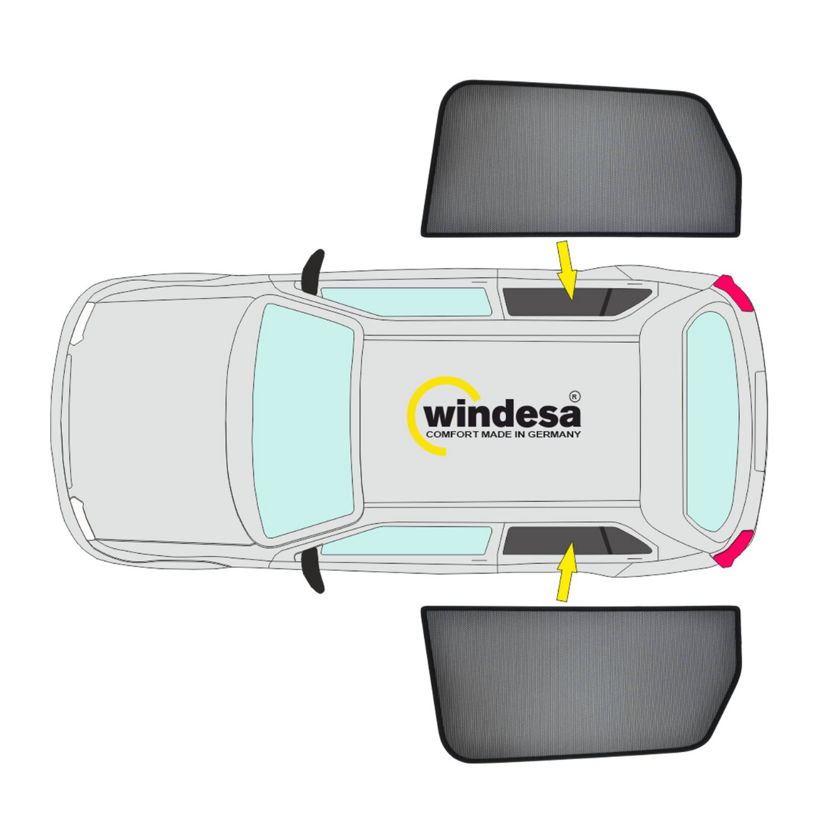 WINDESA SunClip Sonnenschutz - Sichtschutz Ford Ranger Pick Up ab Bj. 2023 Set A - sun-10459a