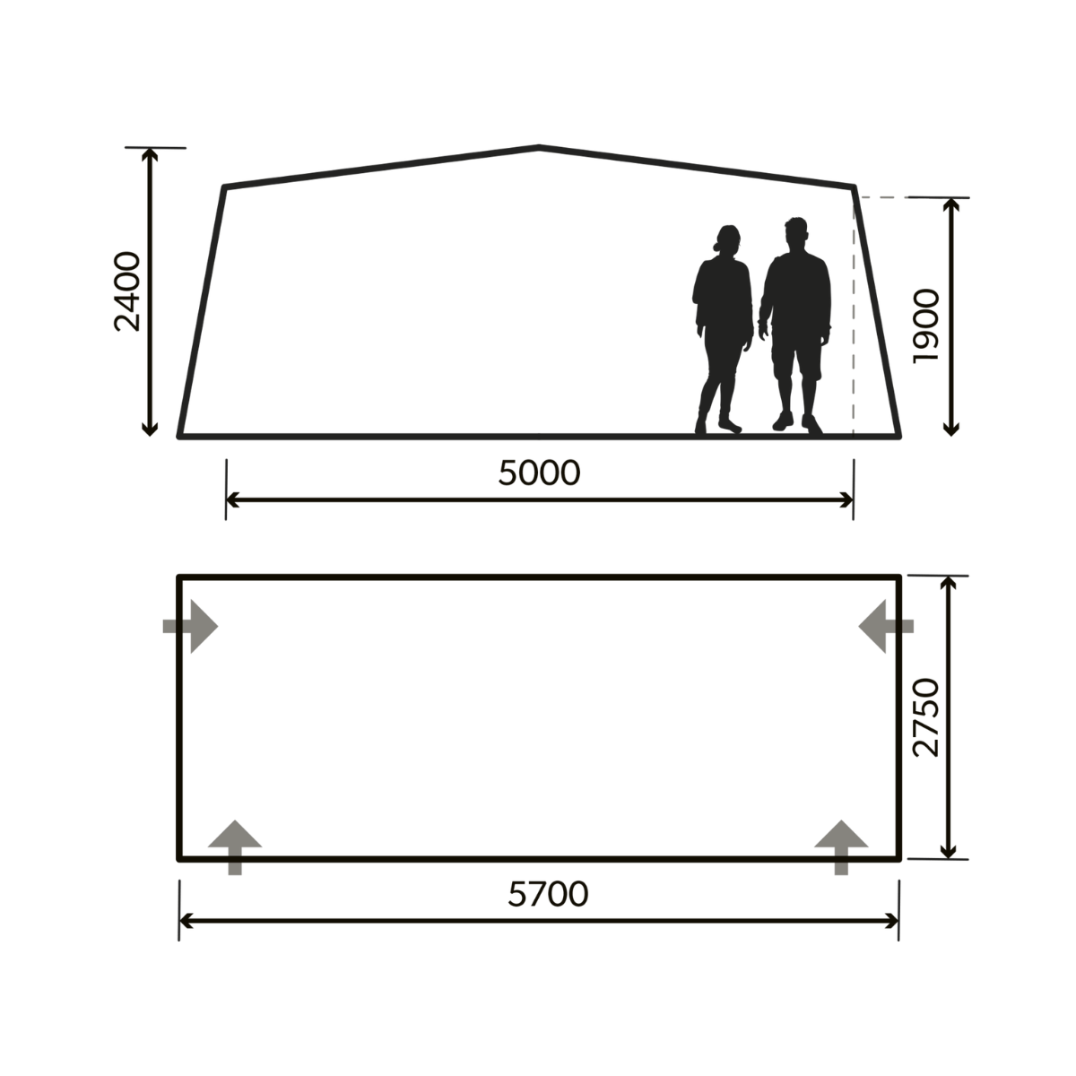 DOMETIC aufblasbares Vorzelt Residence AIR All-Season- Gr. 13- Umlaufmass 940-965 cm- Tiefe 275 cm - 9120002133