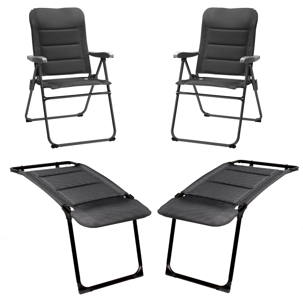 BRUNNER Campingstuhl SKYE 3D COMPACT Schwarz mit Beinauflagen 2er-Set - 0404088N-C09 0404079N.C09