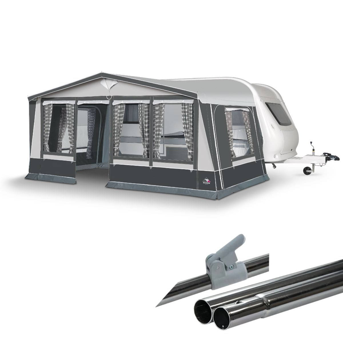 DOREMA Wohnwagen-Vorzelt IBIZA XL DELUXE- Gr. 10- Umlauf 875 - 900 cm- Tiefe 270 cm- 25 mm Stahlgestaenge - 11470 - S25 340 04 PG