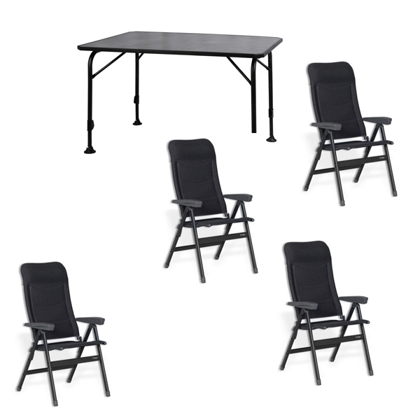 Set 1 Tisch WESTFIELD Universal Tisch 120 x 80 cm - Avantgarde Series - 101-740 und 4 Stuehle WESTFIELD Advancer Stuhl anthracite grey - Performance Series - 201-884 AG