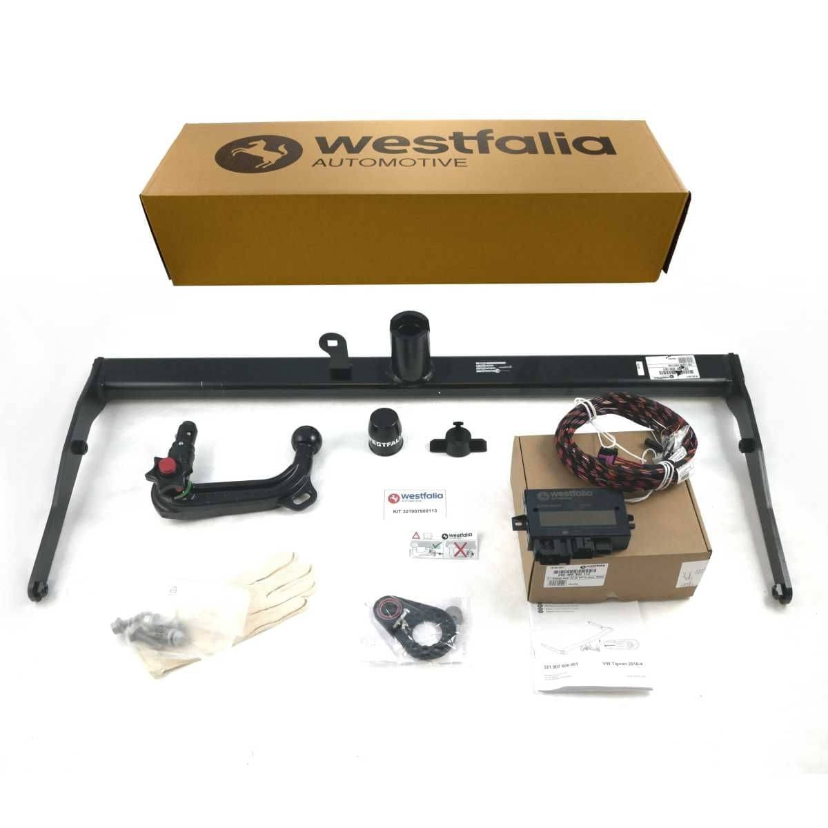 Westfalia Abnehmbare Anhaengerkupplung fuer VW Tiguan -AD1- -ab BJ 04-2016- - nur fuer Fzg ohne Vorruestung - im Set mit 13-pol. fahrzeugspezifischem Elektrosatz - 321907900113