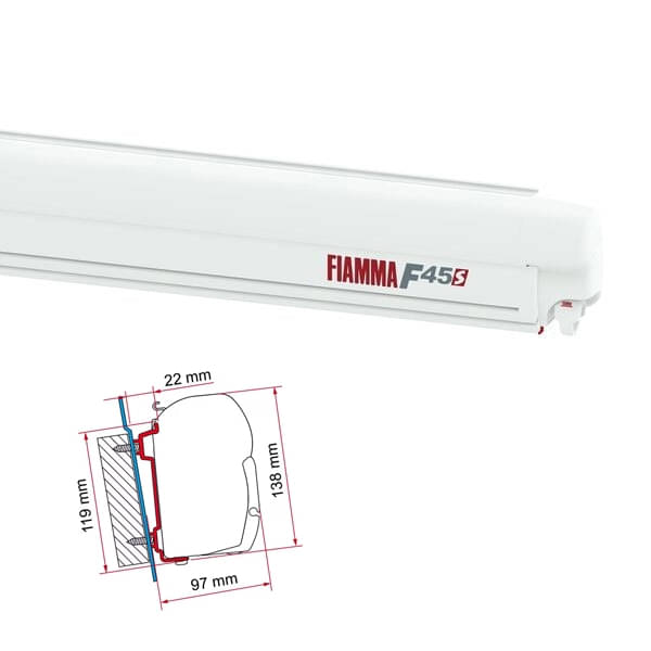 Markise FIAMMA F45 S 260 Royal grey Gehäuse weiß inkl. Adapterkit Ford Transit H2 H3 L1 Markise FIAMMA F45 S 260 Royal grey Gehaeuse weiss inkl. Adapter Ford Transit H2 H3 L1