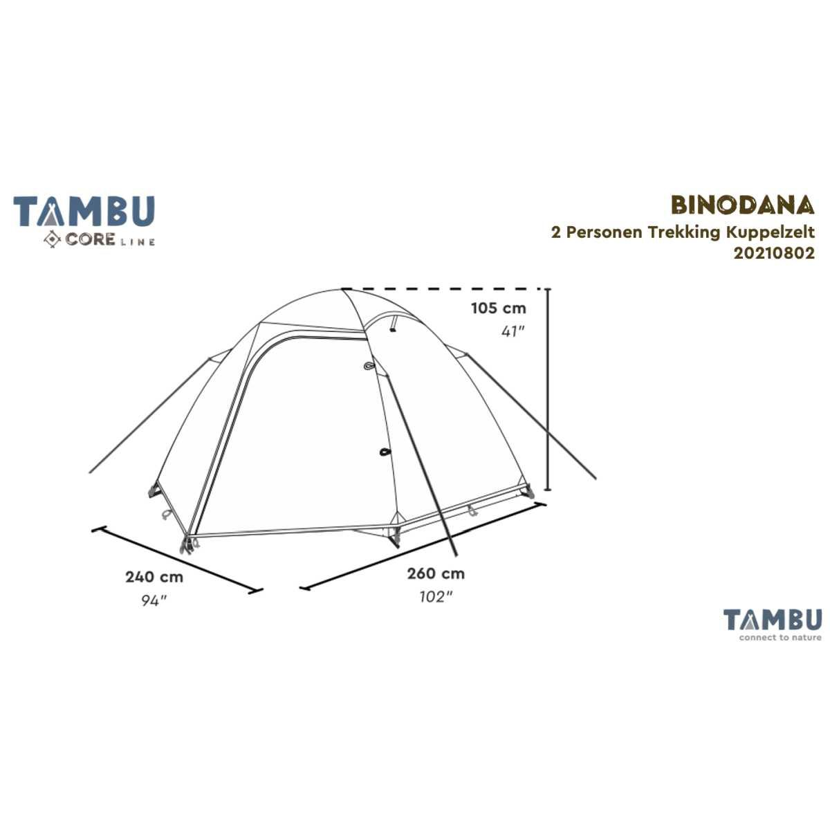 TAMBU BINODANA Trekking Kuppelzelt Beige 2 Personen - 20210802