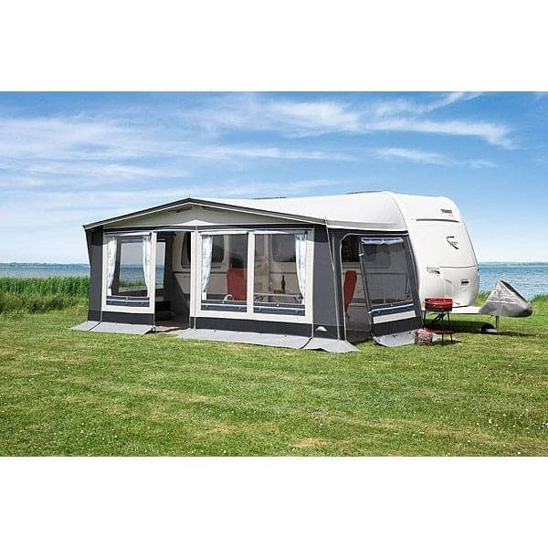 DWT Wohnwagen-Vorzelt POLO Gr. 17 Umlaufmass 1031-1060 cm Tiefe 240 cm mit 28 mm Stahlgestaenge - 142057S28