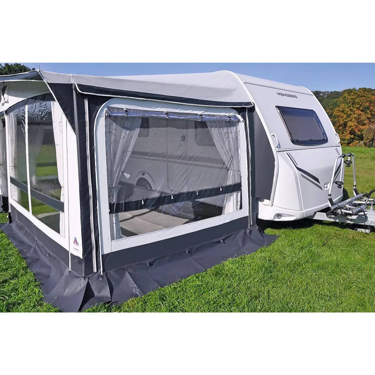 HAHN ZELTE Wohnwagen-Vorzelt MEIRA Gr. 12 Umlaufmass 1086-1120cm Tiefe 240cm 28mm Alu-Gestaenge - Z01053_12