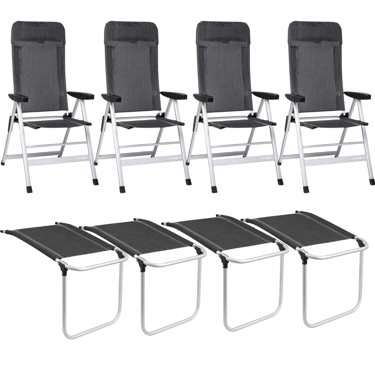 BRUNNER Campingstuhl SKYE Dunkelgrau mit Beinauflagen 4er-Set - 0404063N-C67 0404064N.C67