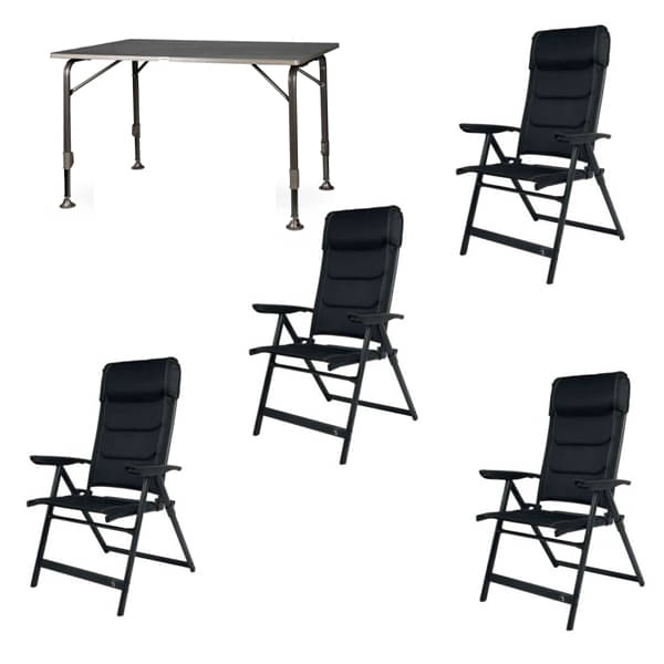 Set WESTFIELD Tisch Moderna & 4 Stühle Camperdice Evolution schwarz Set 1 Tisch WESTFIELD Moderna Tisch 120 x 80 cm - Avantgarde Series - 101-750 und 4 Stuehle Camperdice Evolution schwarz