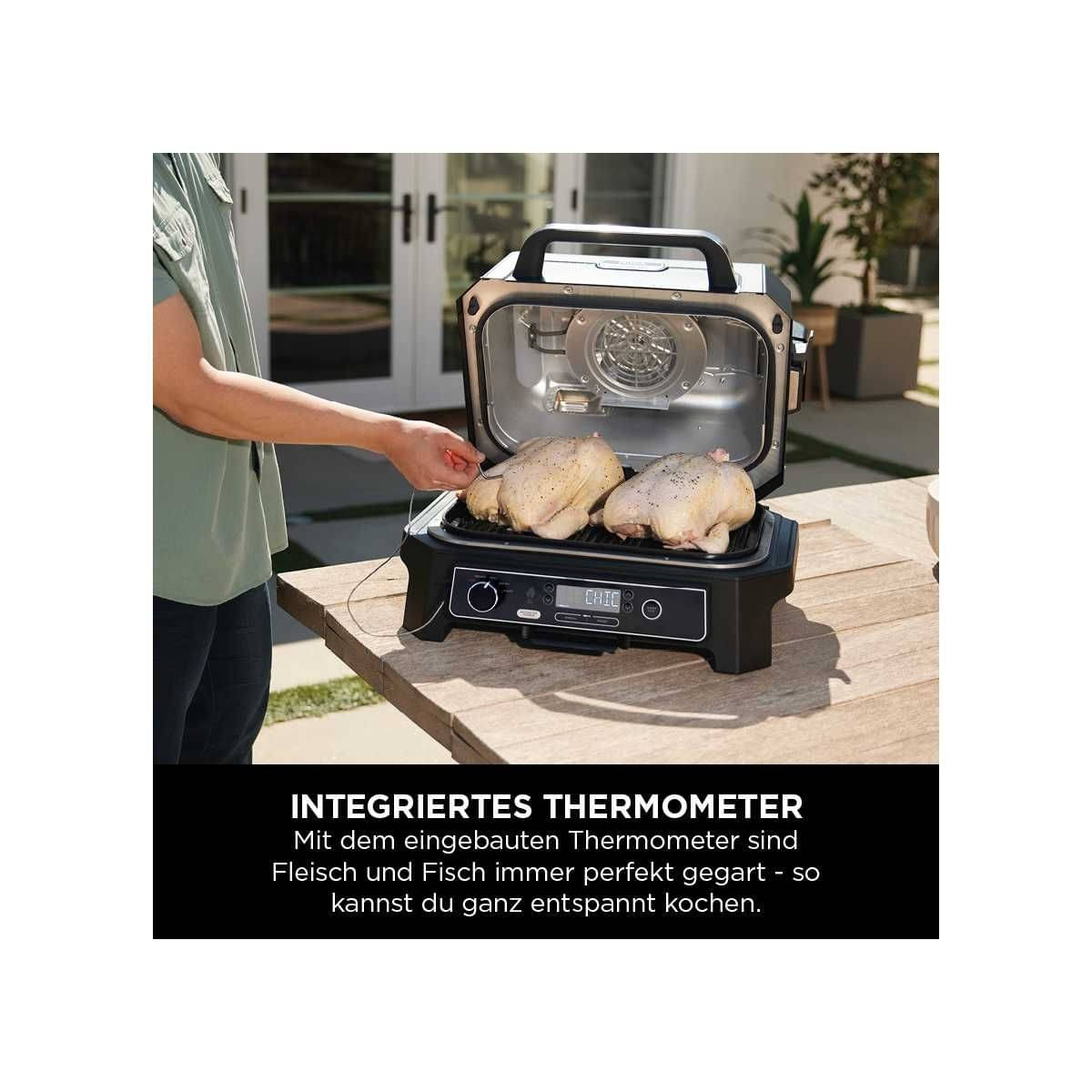 NINJA Woodfire Pro XL - Elektrischer Outdoor Grill - Smoker mit Smart Cook System - OG850EU