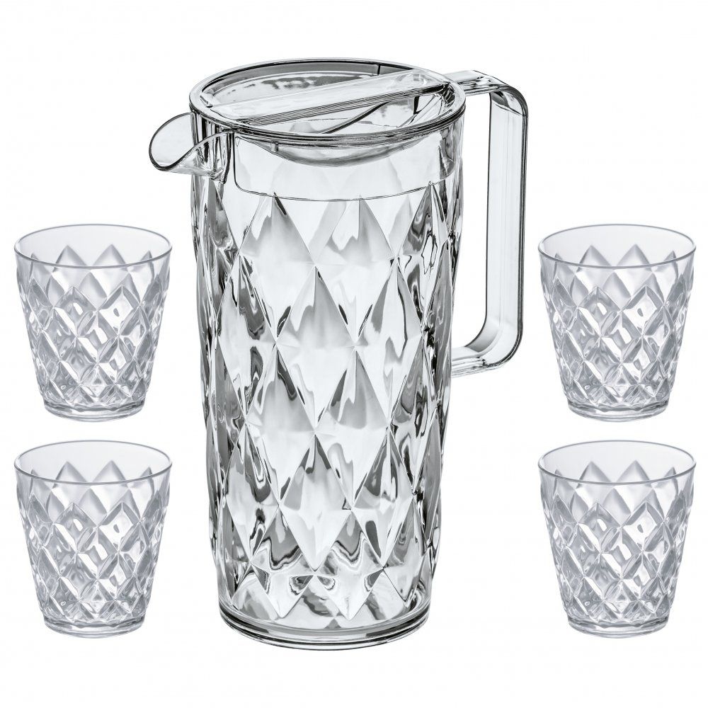 KOZIOL Karaffe CRYSTAL 1-6 L mit 4 Becher - 4007535