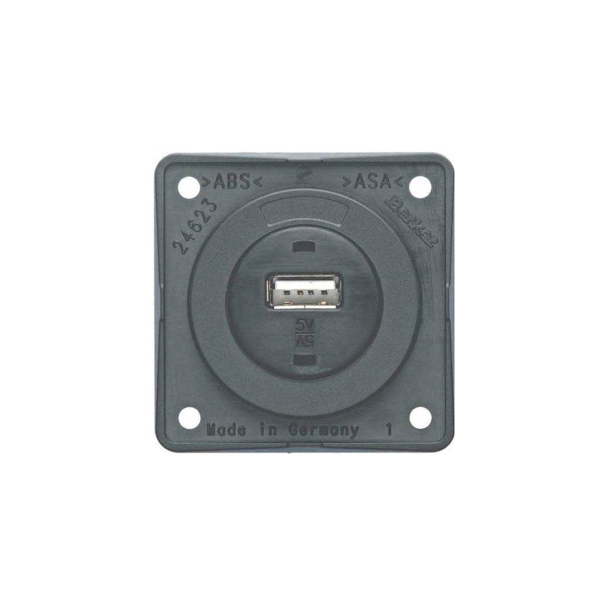 BERKER INTEGRO Flow Einbau-USB-Ladesteckdose 12V grau glaenzend Einsatz schwarz - 9 2603 25 07