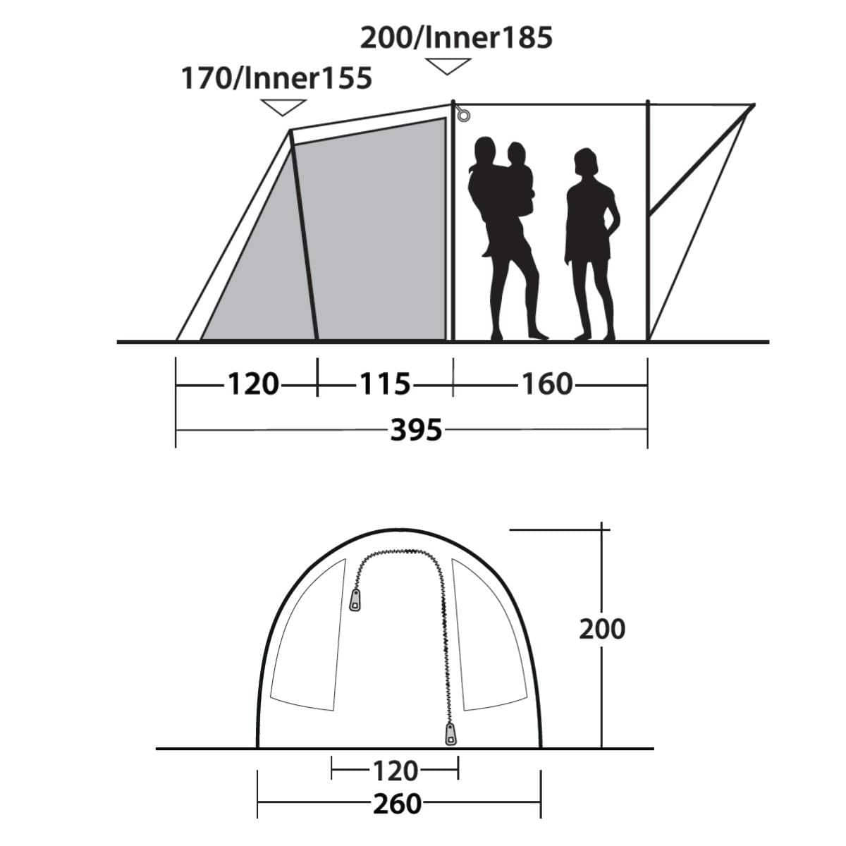 Outwell Familienzelt Sky 4 inkl. Teppich und Unterlage - 111473