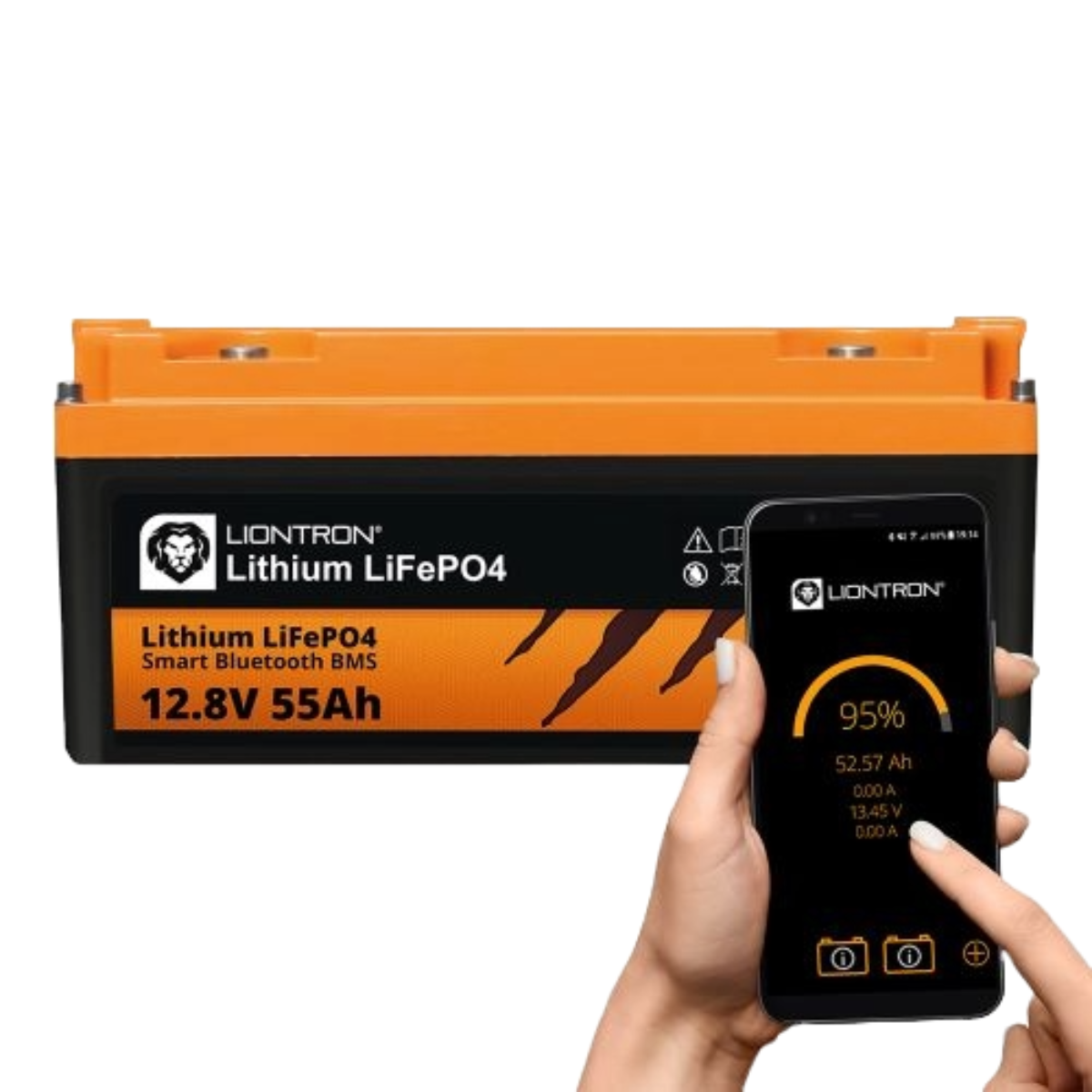 LIONTRON Lithium-Batterie LiFePO4 12-8V 55Ah LX Smart BMS mit Bluetooth- Marine IP67 - LISMART1255LX-M