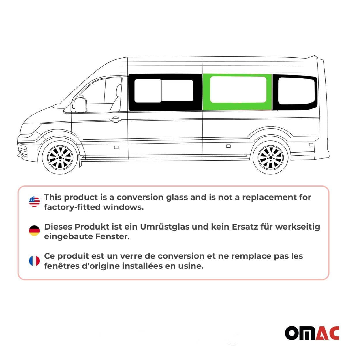 OMAC Seitenfenster Seitenscheibe VW Crafter L3 ab Bj. 2017 Mitte Links OMAC Seitenfenster Seitenscheibe VW Crafter L3 ab Bj. 2017 Mitte Links - 7556405-1MSFL