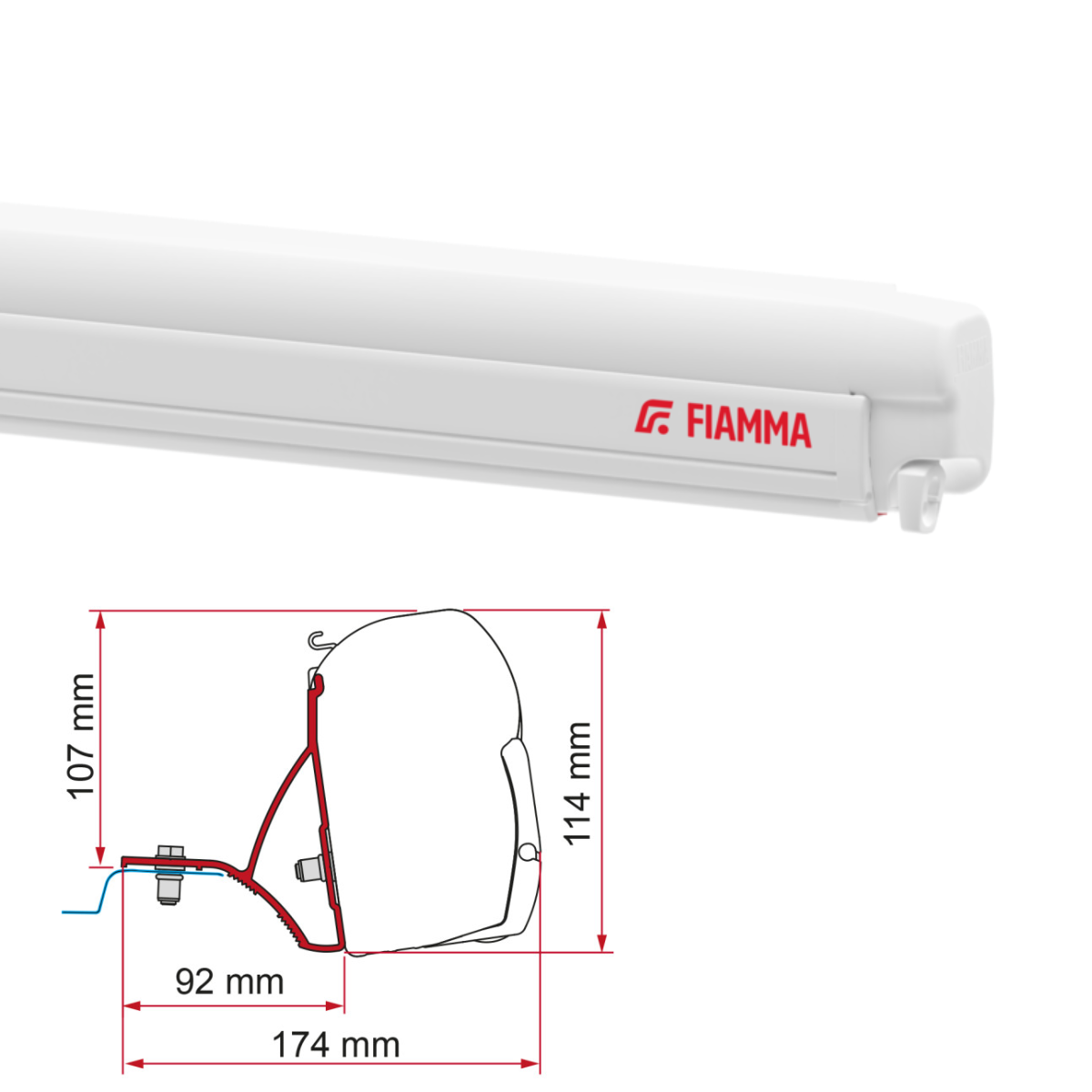 Markise FIAMMA F45 S 230 Royal grey Gehaeuse weiss inkl. Adapterkit Renault Trafic Opel Vivaro ab 2014 - 06280P01R 98655Z021