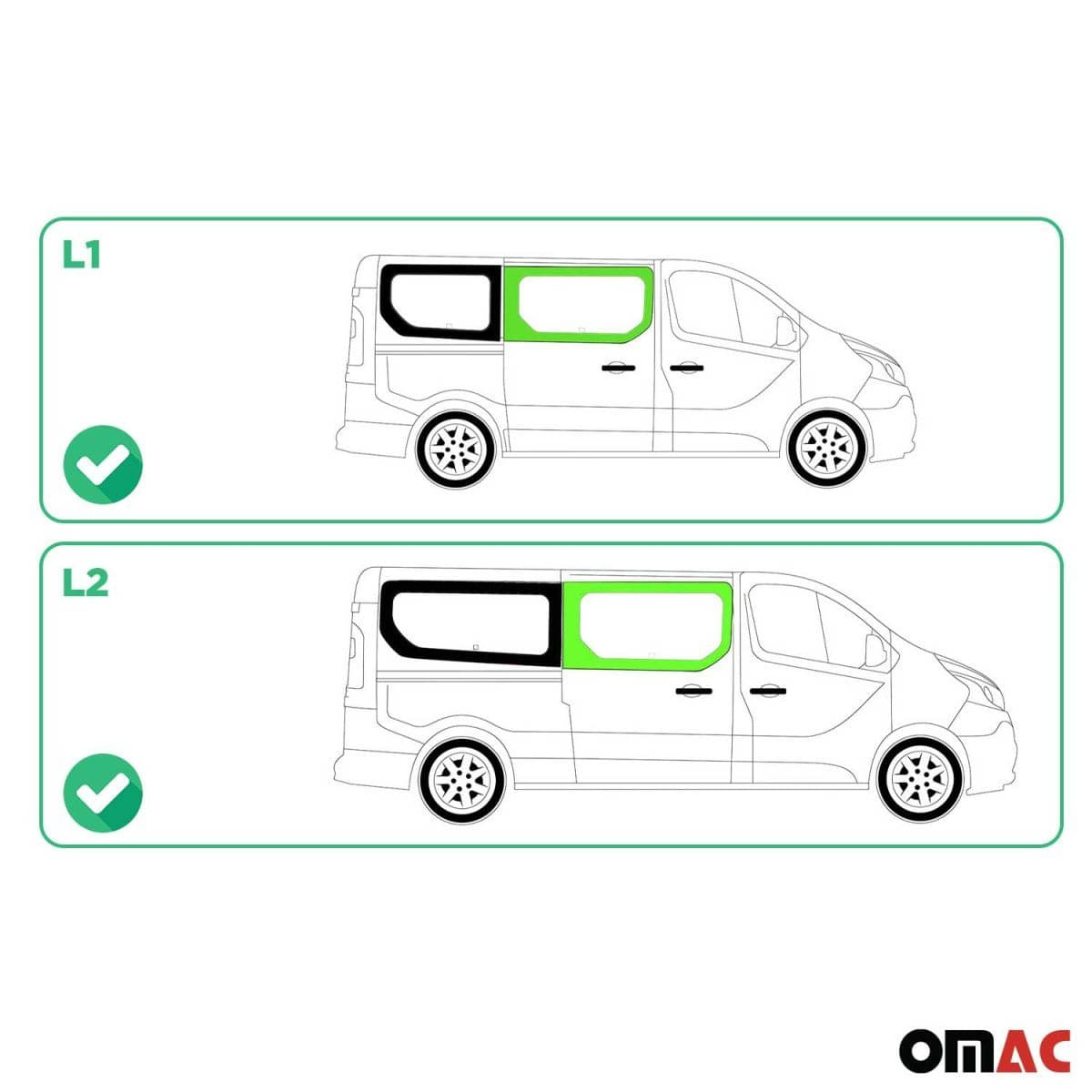 OMAC Seitenfenster Seitenscheibe Renault Trafic L1/L2 ab Bj. 2014 Schiebetür Rechts OMAC Seitenfenster Seitenscheibe Renault Trafic L1-L2 ab Bj. 2014 Schiebetuer Rechts - A050941