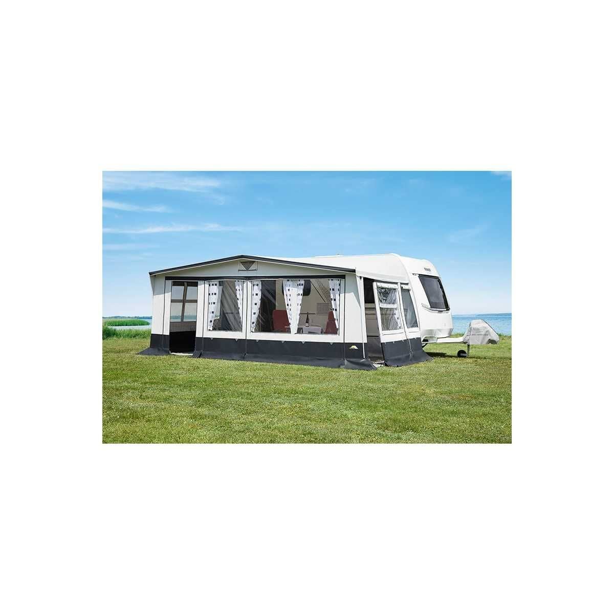 DWT Wohnwagen-Vorzelt AMBASSADOR III Gr. 12 Umlaufmass 881-910 cm Tiefe 240 cm 28 mm Stahlgestaenge - 128102S28