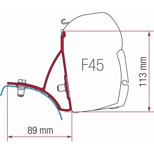 Markise FIAMMA F45 S 260 Royal grey Gehaeuse titanium inkl. Adapter Renault Trafic Opel Vivaro bis 2014 H1 L2