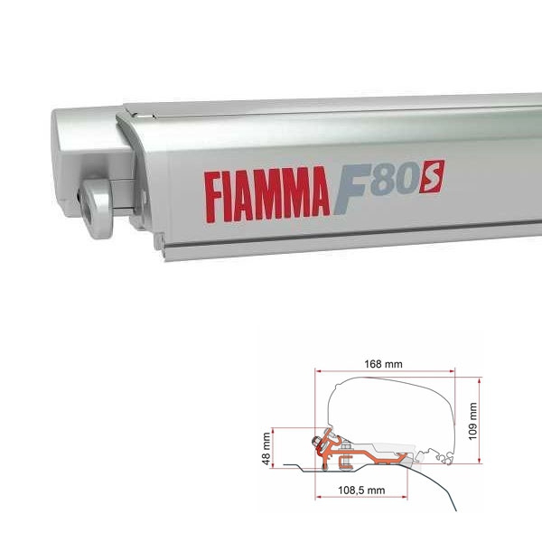 Markise FIAMMA F80 S 320 Royal grey Gehaeuse titanium inkl. Adapter Low Profile schwarz Fiat Ducato Jumper Boxer H2 L2