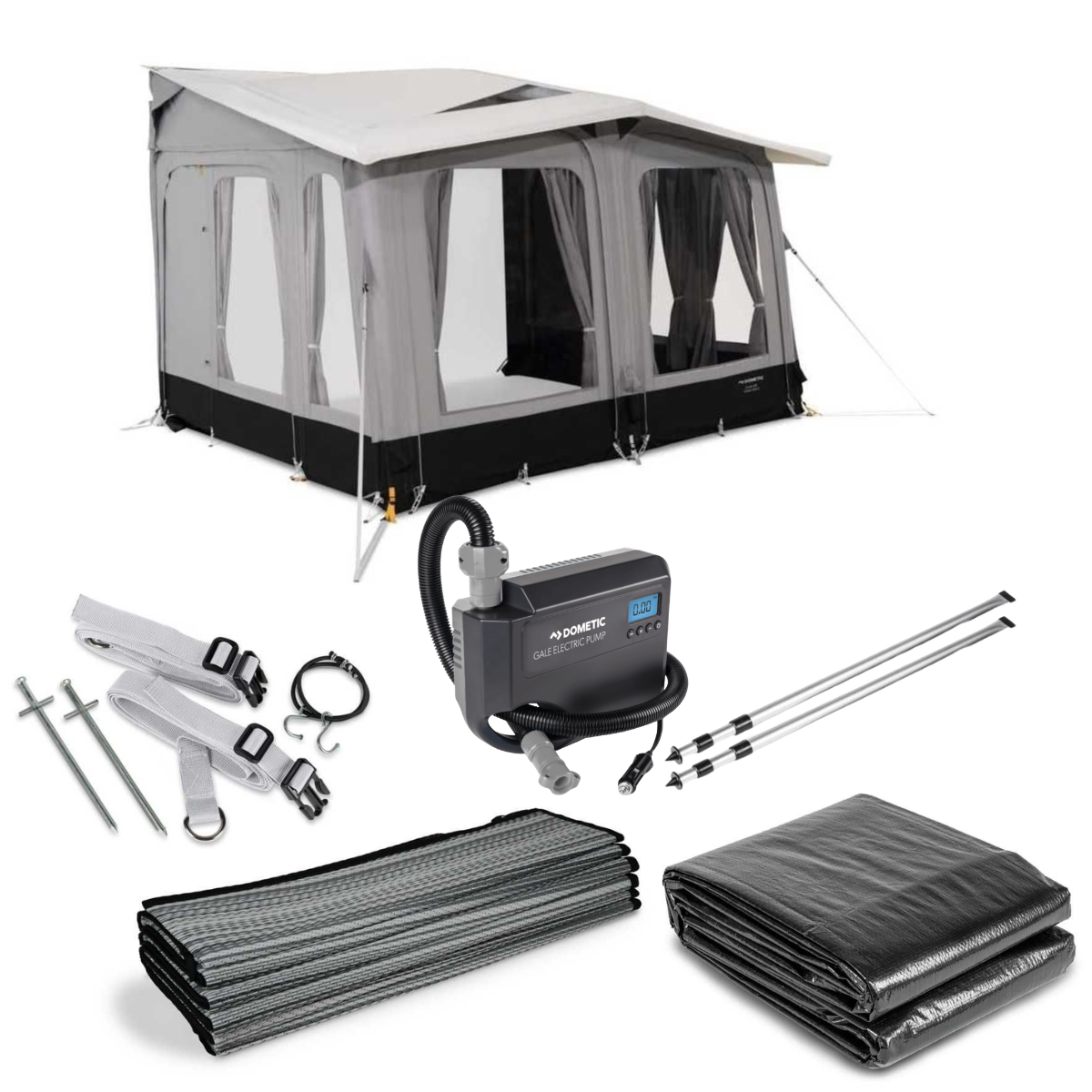 DOMETIC opblaasbaar voortent Club AIR Tour 390S, 390x275 cm, montagehoogte 235-265 cm - CampingFactory Exclusieve Editie DOMETIC aufblasbares Vorzelt Club AIR Tour 390S- 390x275 cm- Anbauhoehe 235-265 cm - CampingFactory-Exklusiv-Edition