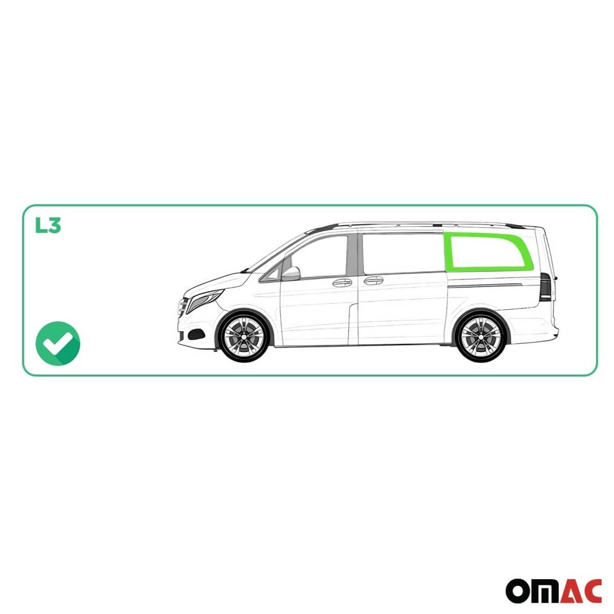 OMAC Seitenfenster Seitenscheibe MB Vito W447 L3 ab Bj. 2014 Hinten Links Schiebetür OMAC Seitenfenster Seitenscheibe MB Vito W447 L3 ab Bj. 2014 Hinten Links Schiebetuer - 4733405L-1RSFL