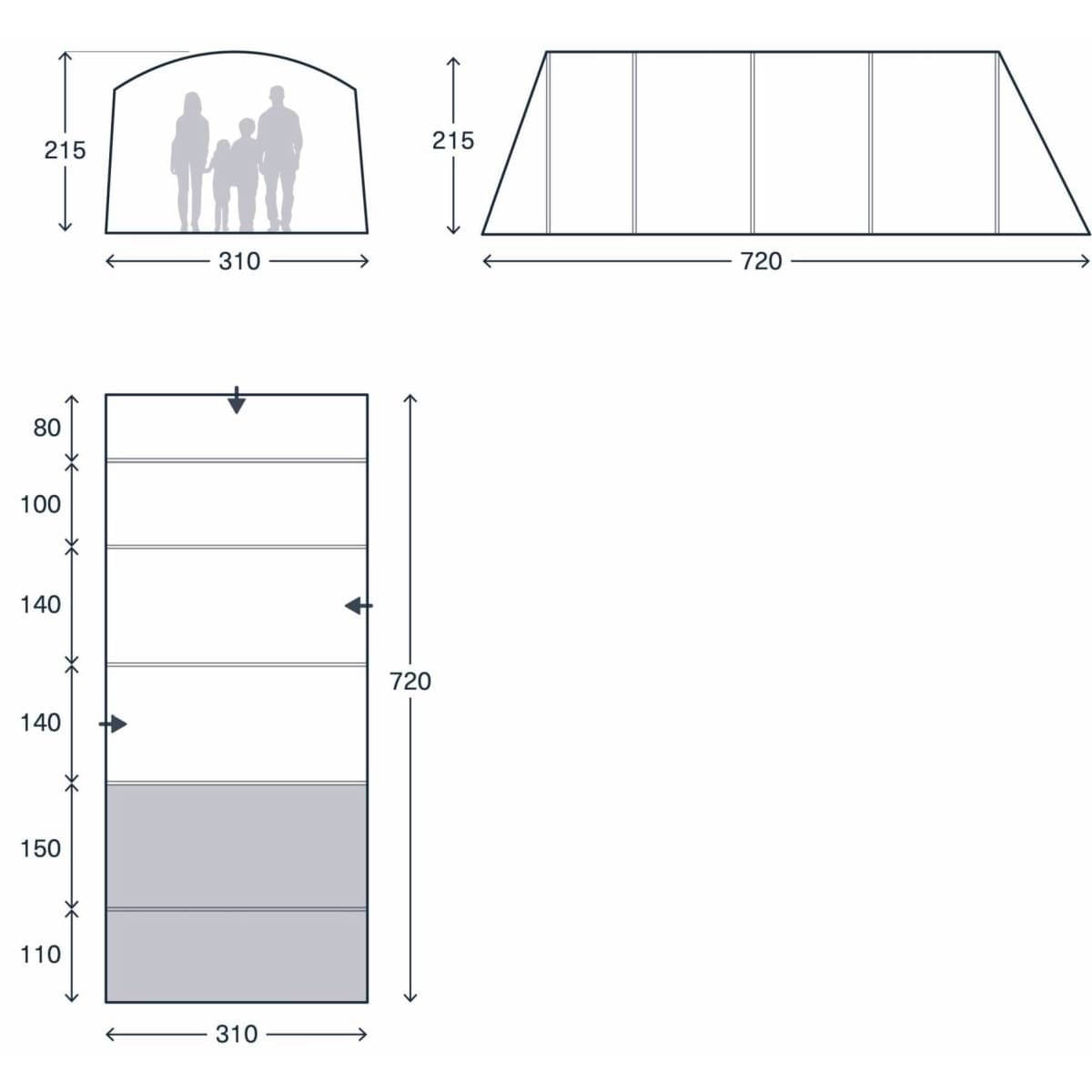 KAMPA aufblasbares Familienzelt Saunton 04 Air - 9120002482