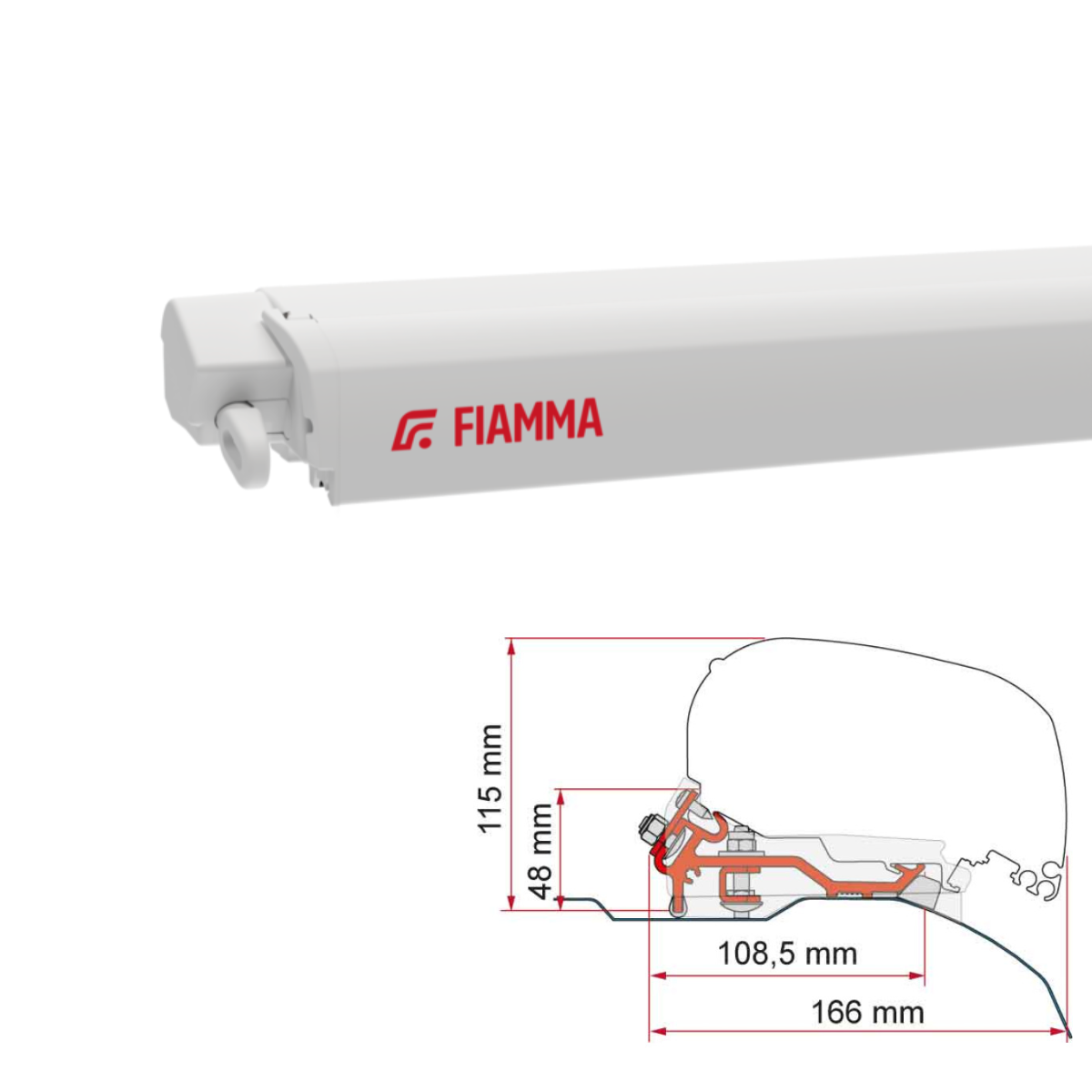 Markise FIAMMA F80 S 400 Royal grey Huis wit incl. adapterkit zilver Fiat Ducato Jumper Boxer H2 Markise FIAMMA F80 S 400 Royal grey Gehaeuse weiss inkl. Adapterkit silber Fiat Ducato Jumper Boxer H2 - 07830E01R 98655Z148
