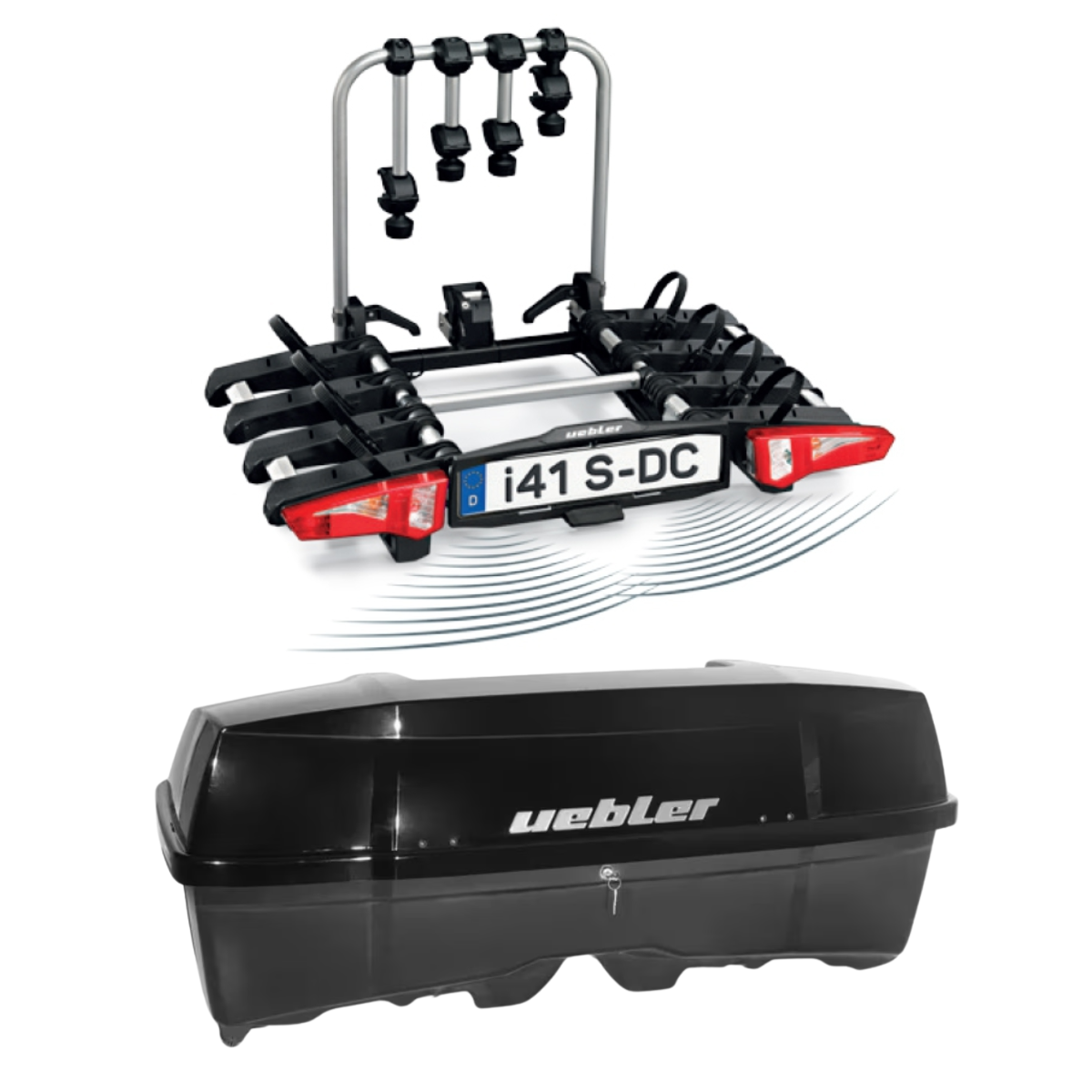 Set UEBLER i41 S-DC Fahrradtraeger 18140 4 Raeder Rueckfahrkontrolle inkl. Heckbox - 18140-DC 25080
