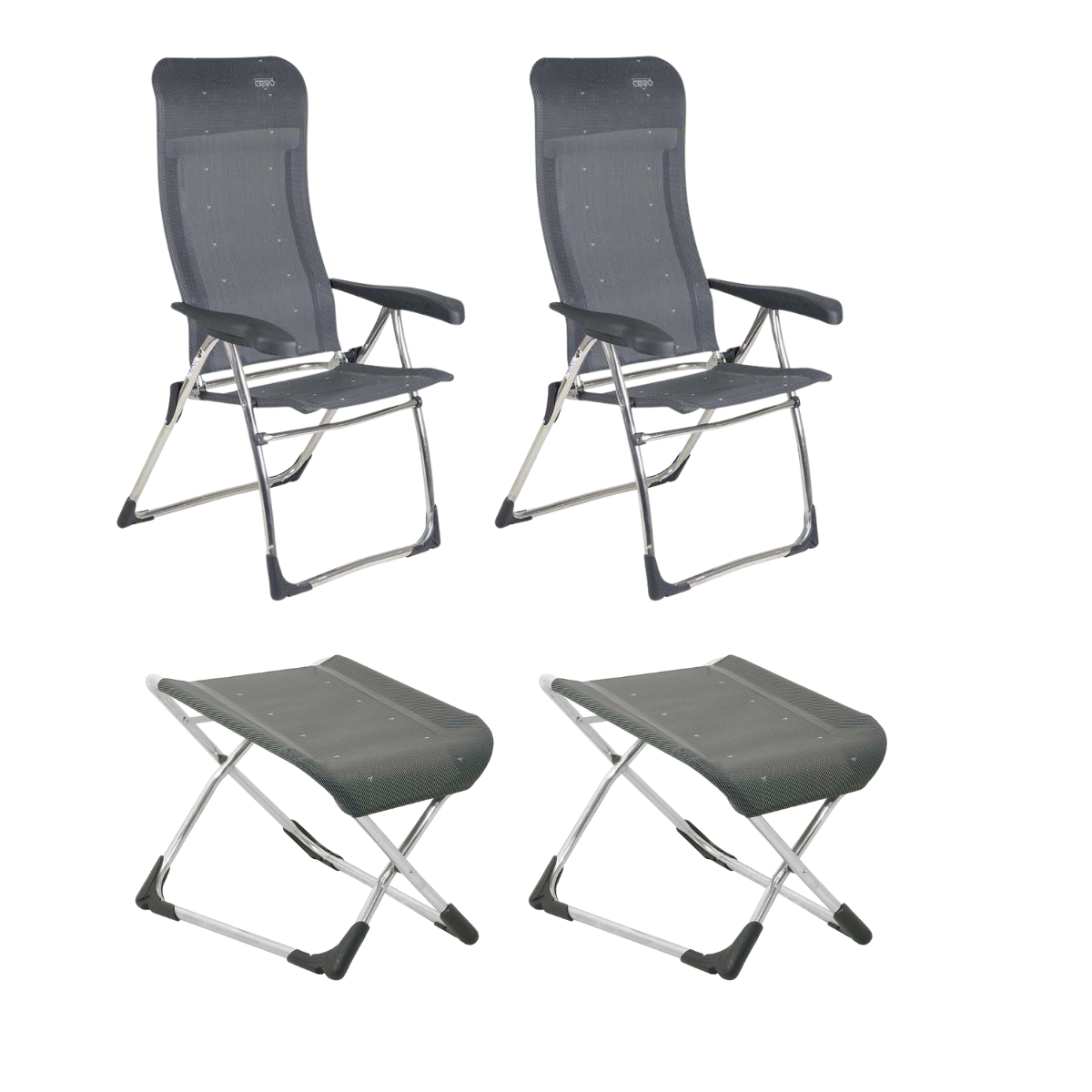 CRESPO Campingstuhl Classic AL-215 anthrazit - freistehende Beinauflagen AL-231 2er-Set - 1148043 1104940