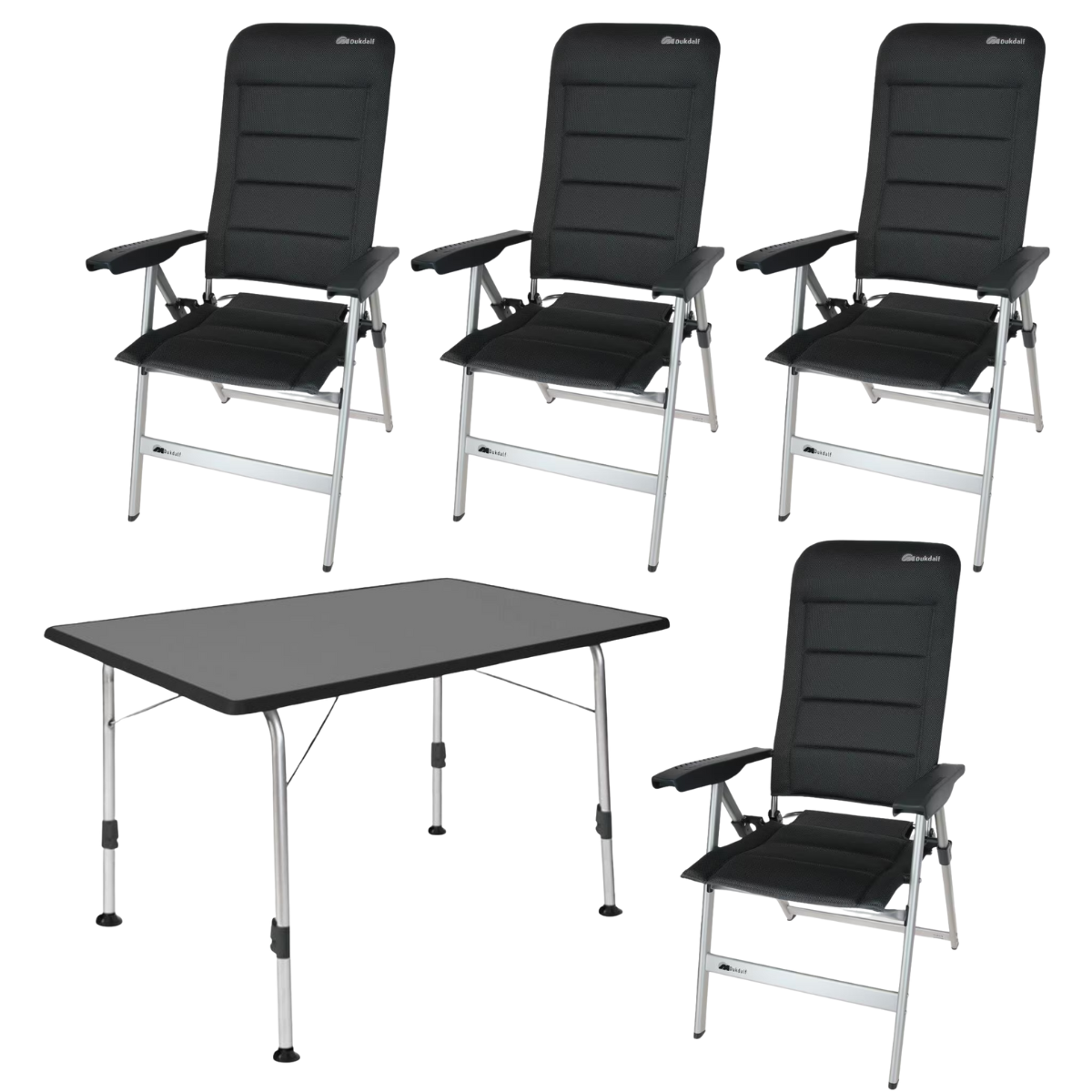 DUKDALF Stuhl Brillante 3D Mesh anthrazit 4er-Set & Tisch STABILIC III 115x70 cm anthr. DUKDALF Stuhl Brillante 3D Mesh anthrazit 4er-Set - Tisch STABILIC III 115x70 cm anthr- - 41-14-8800-4 40-24-1157.4