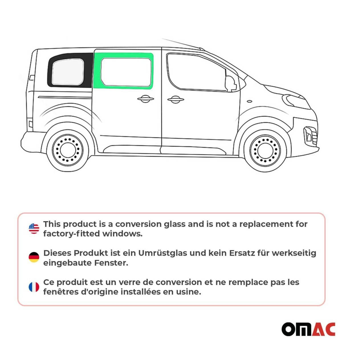 OMAC Seitenfenster Seitenscheibe Citroen Jumpy L1 ab Bj. 2017 Schiebetür Rechts OMAC Seitenfenster Seitenscheibe Citroen Jumpy L1 ab Bj. 2017 Schiebetuer Rechts - 5726405-1FSFR