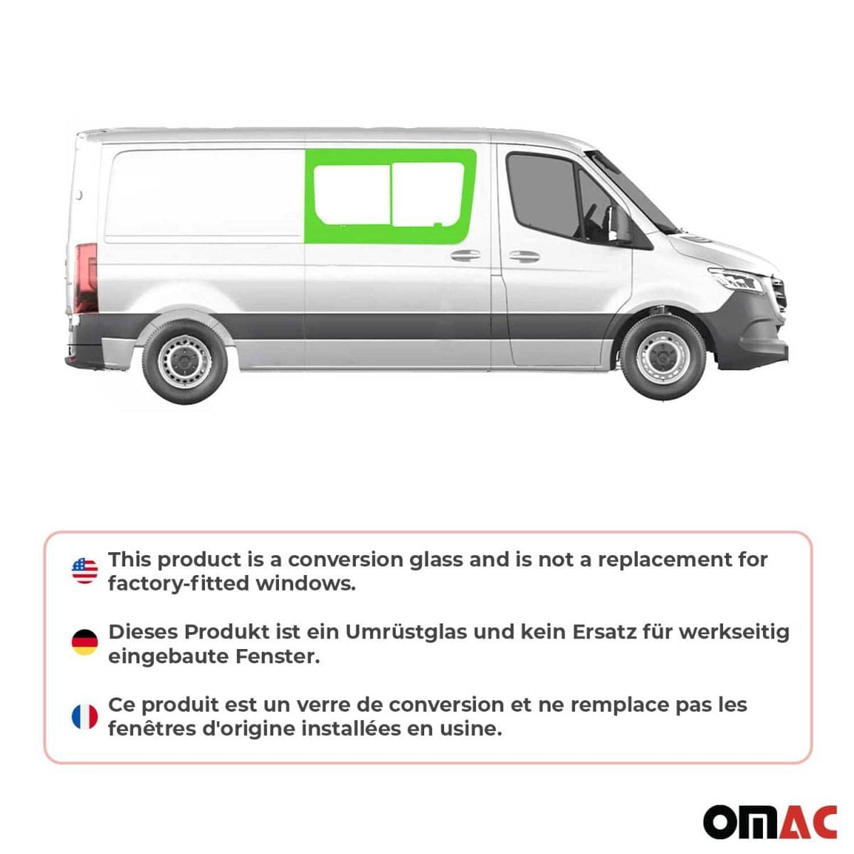 OMAC Seitenfenster Schiebefenster MB Sprinter W907 L2/L3/L4 ab Bj. 2018 Schiebetür Rechts OMAC Seitenfenster Schiebefenster MB Sprinter W907 L2-L3-L4 ab Bj. 2018 Schiebetuer Rechts - A050832