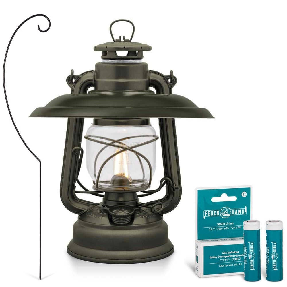 FEUERHAND LED Laterne Baby Special 476 Olive Komplett-Set 2.0