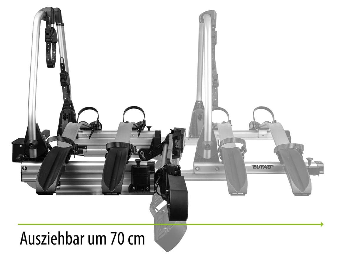 EUFAB SD260 Fahrradtraeger ausziehbar fuer 2 Raeder Hecktueren - 11654