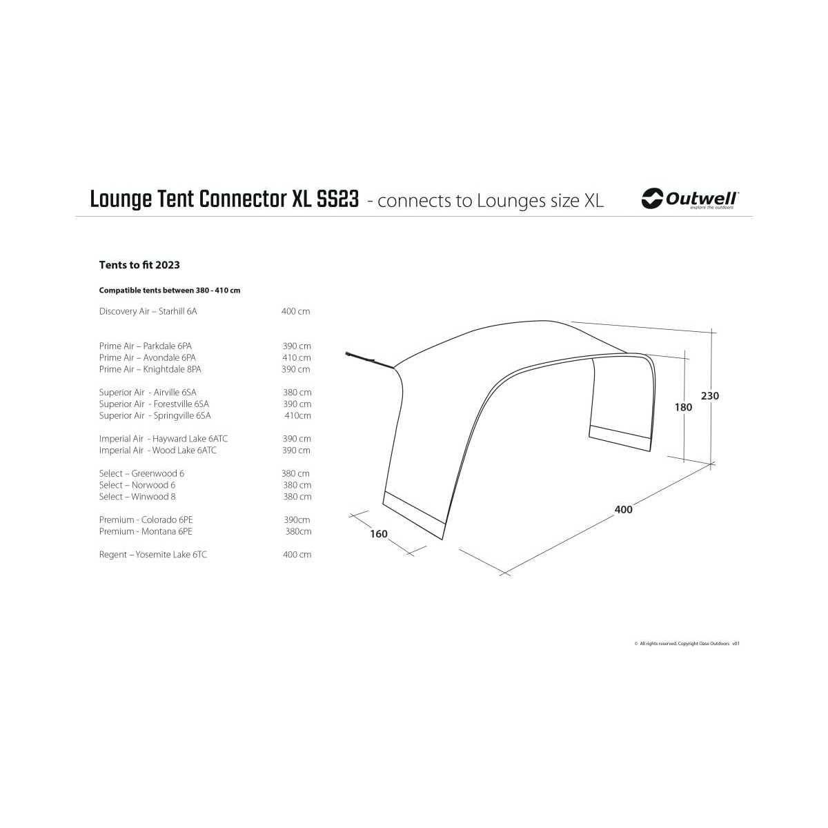 Outwell Lounge Zelt Connector L 350 x 160 cm grau-schwarz - 111341