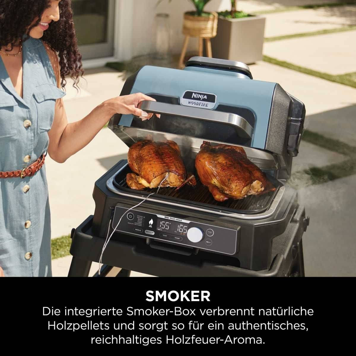 NINJA Woodfire Pro Connect XL - Elektrischer Outdoor Grill - Smoker - OG901EU