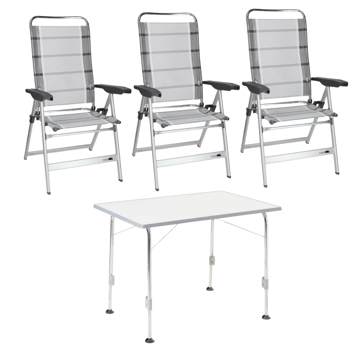 DUKDALF Stuhl Dynamic silber anthrazit 3er-Set - Tisch STABILIC III 115x70 cm hellgrau - 41-00-0649-4 40-24-1157.0