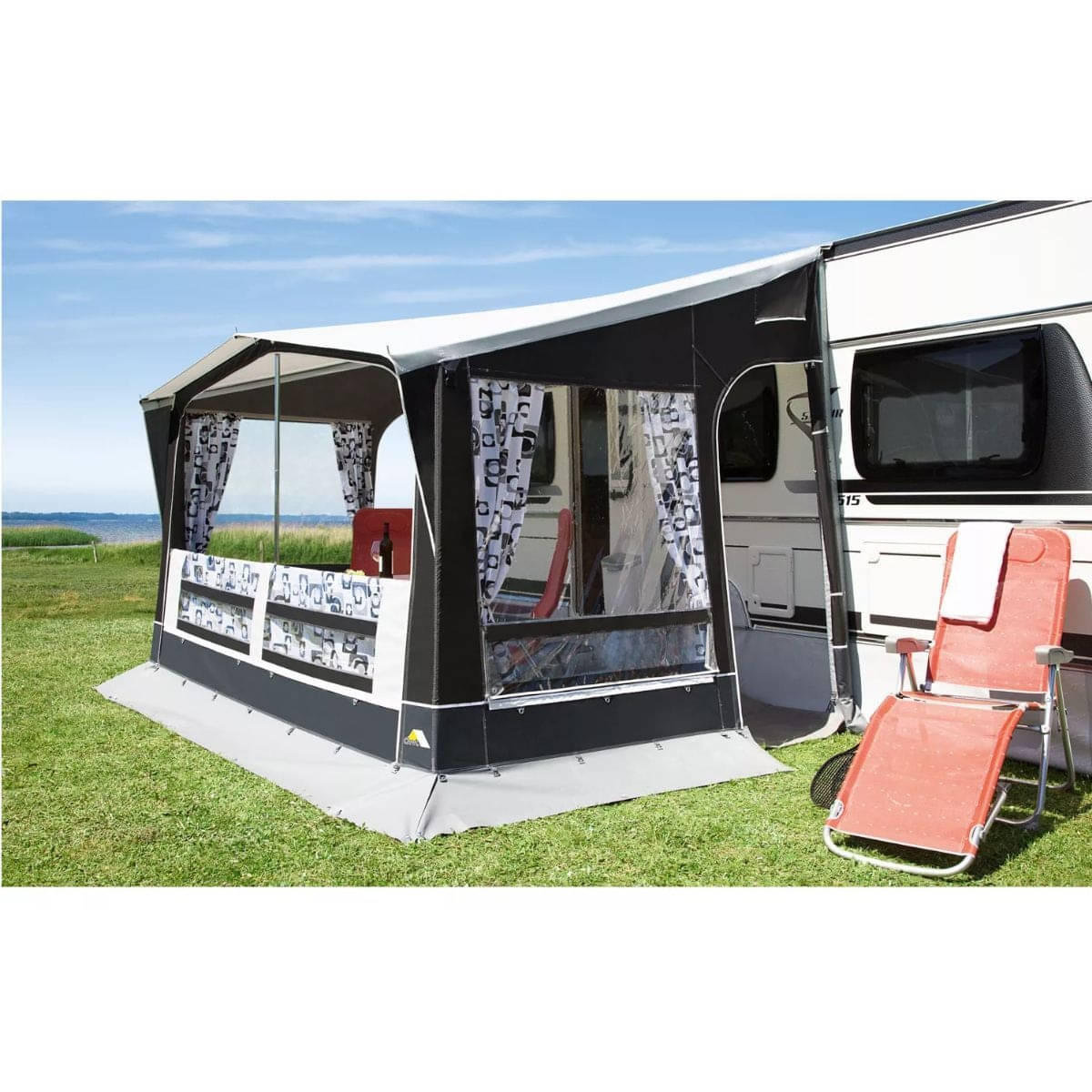 DWT Wohnwagen-Teilzelt JAZZ 450 x 240 cm mit 25 mm Stahlgestaenge