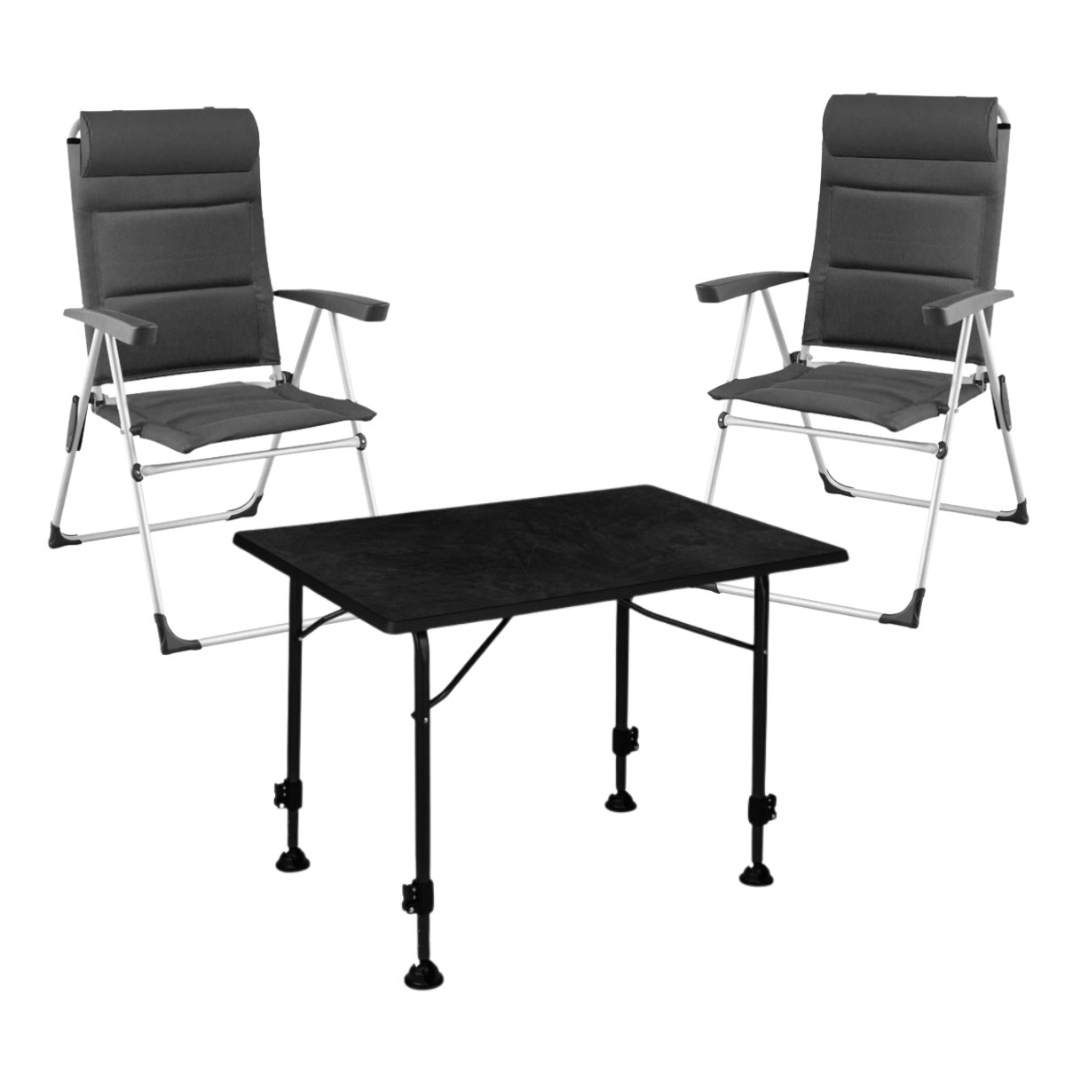 BRUNNER Campingstuhl ARAVEL CAMPER 2er-Set - Tisch LINEAR 80 Black - 0404093N-C25 0406036N.C69