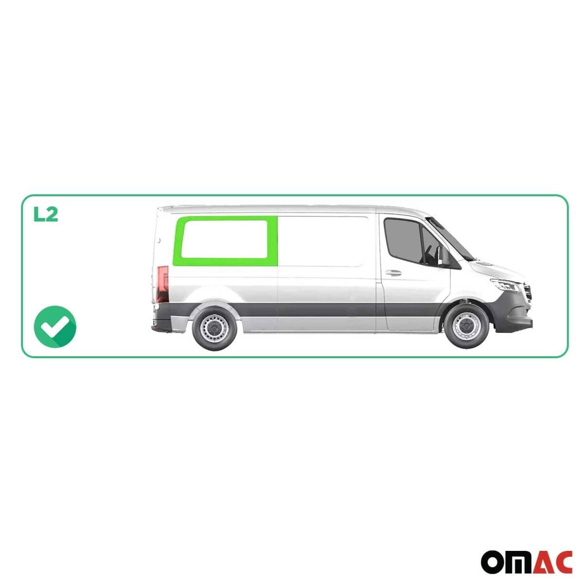 OMAC Seitenfenster Seitenscheibe VW Crafter L2 Bj. 2006-2017 Hinten Rechts - A050989