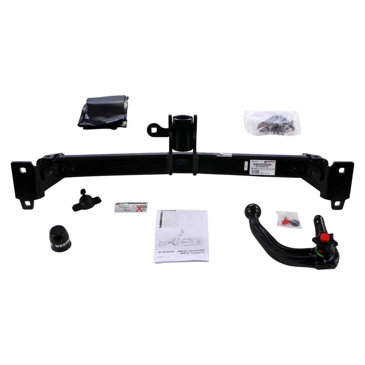 Westfalia Abnehmbare Anhaengerkupplung fuer BMW 5er Limousine-Touring -F10-F11- -BJ 03-2010-07-2013- - im Set mit 13-pol. fahrzeugspezifischem Elektrosatz - 303338900113