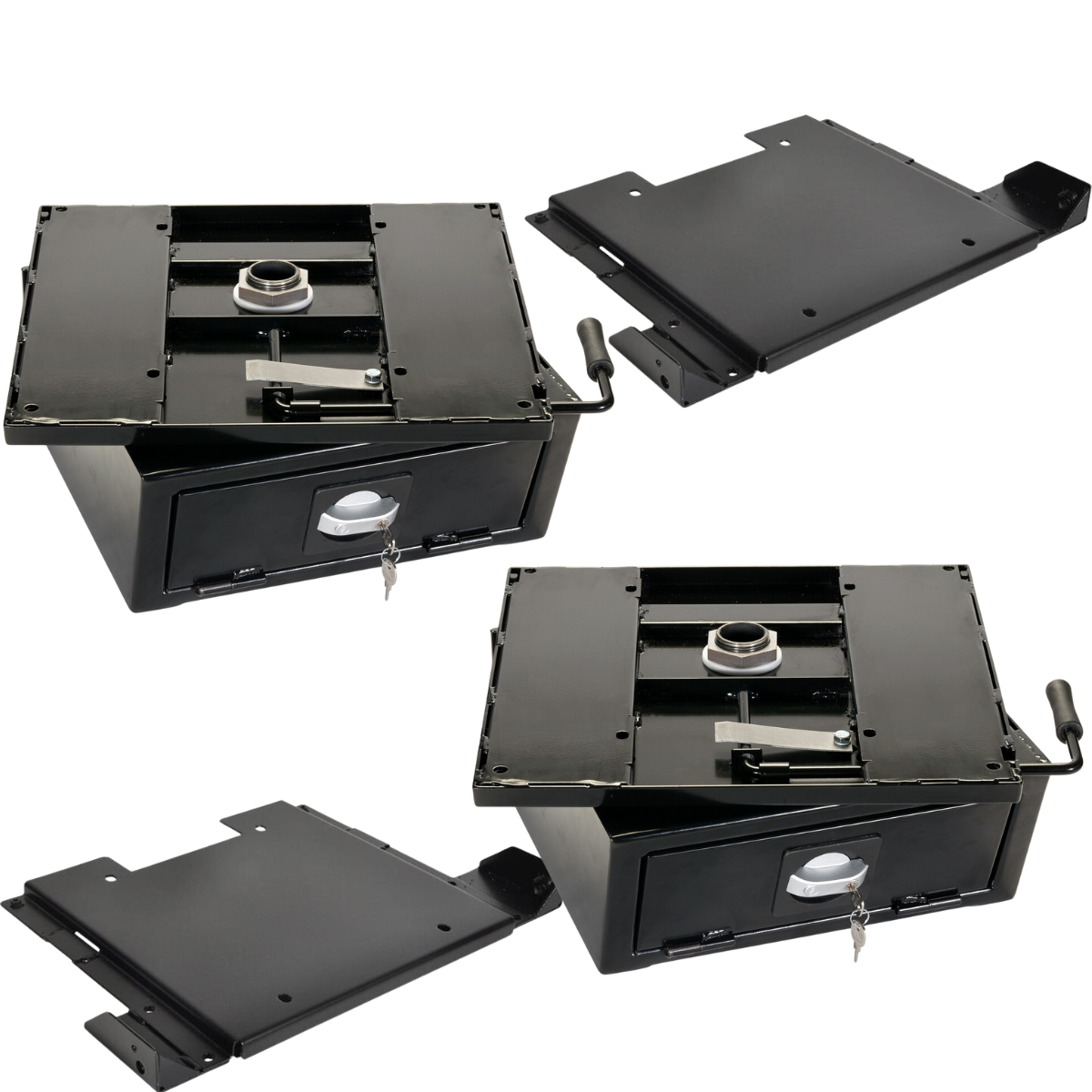 SPORTSCRAFT Drehkonsolen-Set mit Safe fuer 1 SPORTSCRAFT Pilotensitz VW T4 Fahrer- und Beifahrerseite - 3346009 3346000 3346012