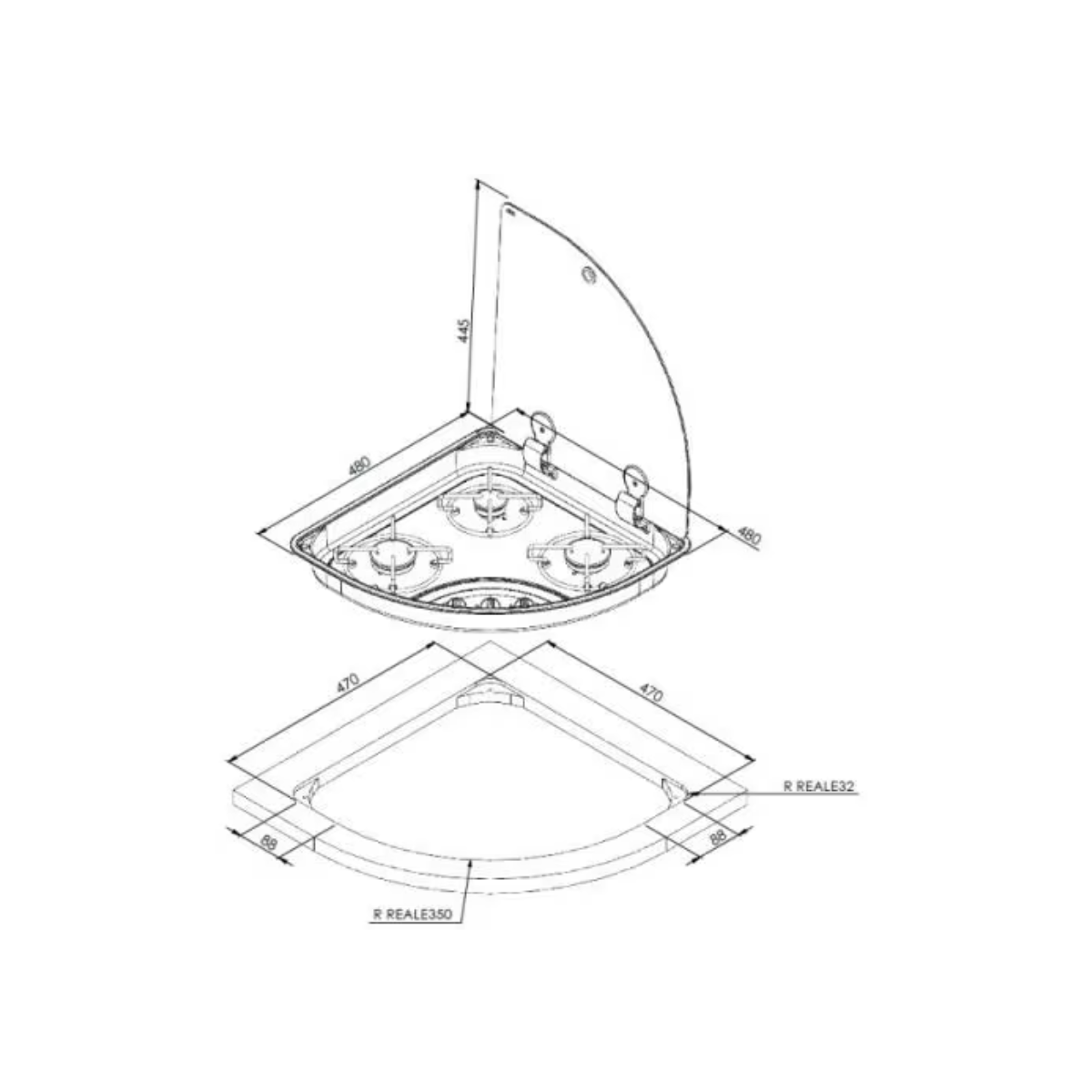 CAN FC1343 Gaskocher 3-flammig Elektrozündung dreieckig CAN FC1343 Gaskocher 3-flammig Elektrozuendung dreieckig - FC1343-E-GR-W