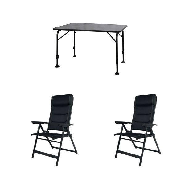 Set 1 Tisch WESTFIELD Universal Tisch 120 x 80 cm - Avantgarde Series - 101-740 und 2 Stuehle WESTFIELD Camperdice Evolution schwarz