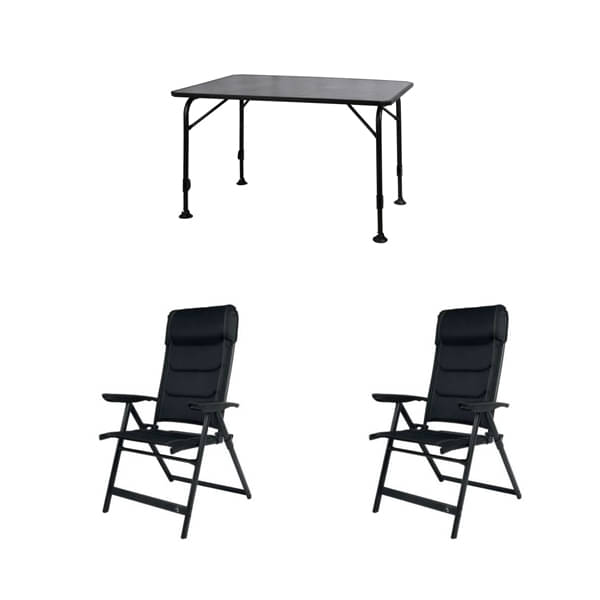 Set WESTFIELD Tisch Universal & 2 Stühle WESTFIELD Camperdice Evolution schwarz Set 1 Tisch WESTFIELD Universal Tisch 120 x 80 cm - Avantgarde Series - 101-740 und 2 Stuehle WESTFIELD Camperdice Evolution schwarz